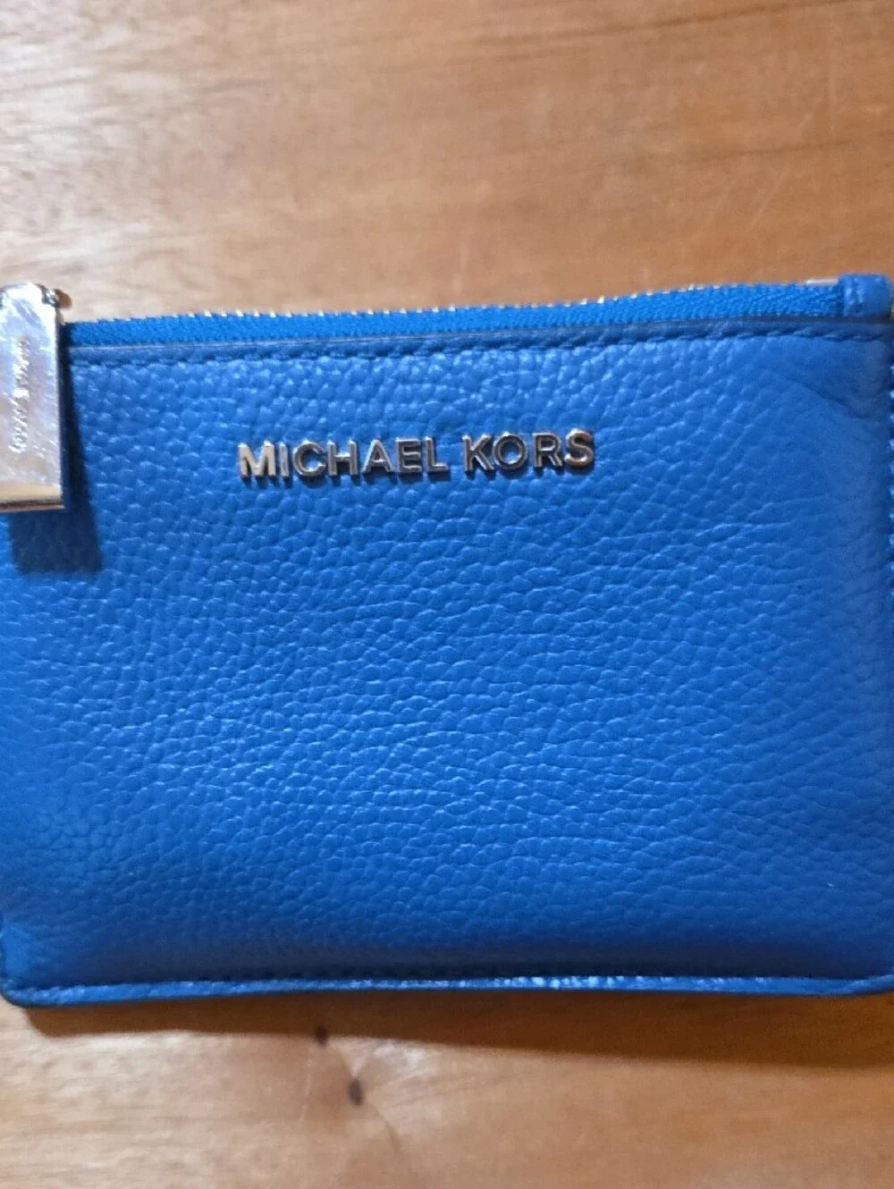 Michael Kors Blue Leather Mini Card Case Wristlet Keychain | Gently Used